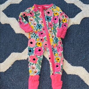 Little Sleepies Pink Floral Footed One-Piece